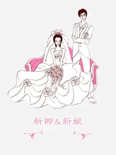 素描插画新人图高清素材 婚纱 插画 新人图 素描 免抠png 设计图片 免费下载
