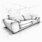 sketch artwork Interior architecture visualization modern