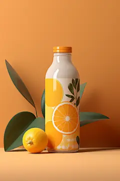 AI数字艺术饮料瓶包装样机模型
