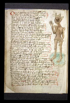The Carthusian Miscellany一书中主要是宗教散文和诗歌，是15世纪中后期的手抄本，其中也包括了曼德维尔旅行记的文本，全书使用英语写就，里面绘制了圣母玛利亚、耶稣基督、耶路撒冷、罗马、巴比伦、圣伤、圣心、耶稣受难、美德图式等等宗教图像，也有来自曼德维尔旅行记的插画。 ​​​​