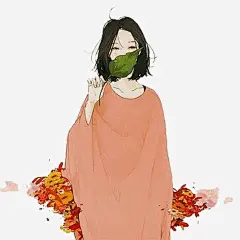 拿着一片树叶的手绘美丽女孩免抠素材_新图网 https://ixintu.com 女孩 手绘 树叶 绿色