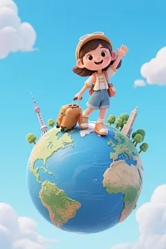 学生环球度假人物模型