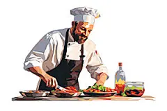 厨师厨房餐饮扁平风插画