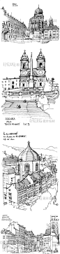 171 建筑手绘线稿钢笔速写建筑风景速写绘画美术素材设定参考资料-淘宝网