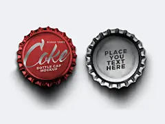 简约红色啤酒瓶盖样机