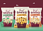 Smart Snacks : Packaging and branding design for Smart Snacks, a new snack brand based in Costa Rica. With the design we want to show that this is a funny and different product that should stand out on the supermarket. We use a casual, colored and dynamic
