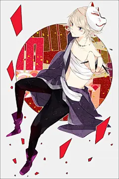 唯美的狐面小少年插画图片 - 插画图片_插画师_插画壁纸_场景插画_yidodo.net - 意兜兜