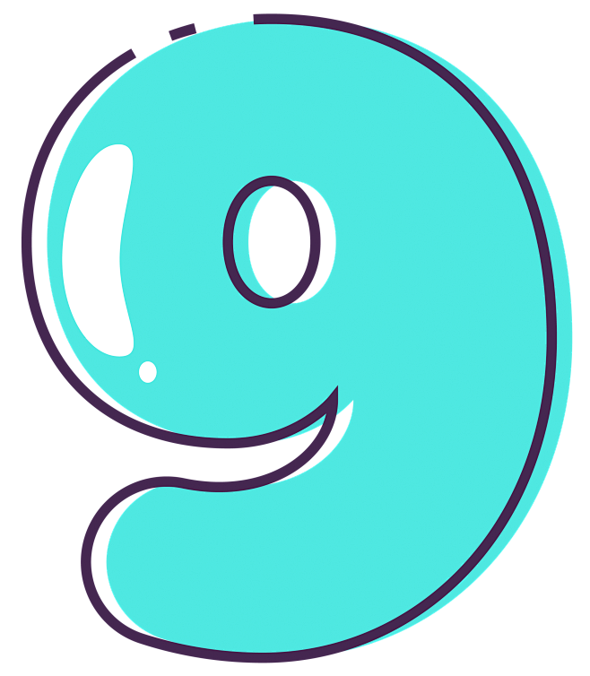 手绘彩色可爱数字9