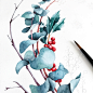 Christmas cards and calendars : Illustrations for Christmas cards and calendars. Watercolor on paper.