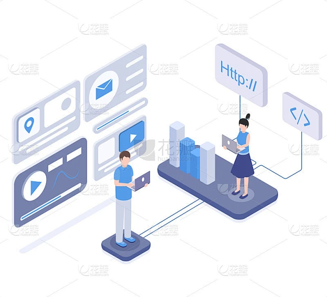 Software coding and testing isometric illustration素材-花瓣网