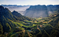 General 1920x1200 photography nature landscape aerial view mountain pass field pond village morning sunlight sun rays mist South Africa