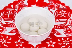 碗,汤圆,窗花,纸,横截面,元宵节,团子,水平画幅,填塞料,特写