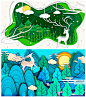 剪纸风森林折纸树林麋鹿唯美卡通海报插画psd模板素材设计 H1710-淘宝网