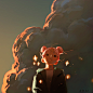 A girl and a Cloud at Night, Justine Thibault : I tried a evening version of my first painting for fun, turned out to be a pretty nice exercize !