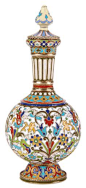 Russian silver gilt and cloisonné-enameled perfume flask, Feodor Ruckert.