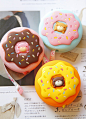 【49包邮】可爱创意糖果色甜甜圈造型自动皮尺 卷尺 拉尺 3款选