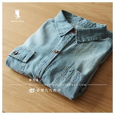 牛仔衬衫 女长袖韩版宽松衬衫boyfri...