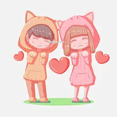 情人节卡通手绘学猫咪情侣可爱人物免扣PNG图片大小4000x4000px 图片尺寸1.72 MB 来自PNG搜索网 pngss.com 免费免扣png素材下载！爱情#爱心#呆萌#节日#卡通手绘风格#可爱#恋爱#恋人#猫耳朵#清新#情侣#情人节#睡意#