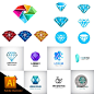 时尚豪华钻石宝石元素标志logo标签icon元素 矢量设计素材 G1473-淘宝网