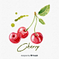 Watercolor cherries background Free Vector