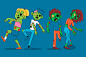 Free vector hand drawn halloween zombies collection