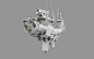 In the sky, Veronika Kozlikova : Airship model  based on the digital illustration by Ian McQue 'Arrival at Sky Harbour' .