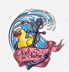海浪中的鸭子 创意素材