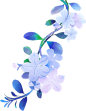 梦幻风格水彩插画贴纸-蓝雪花