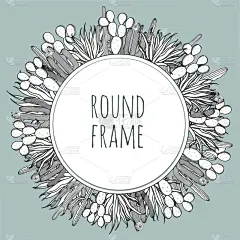 边框,仙人掌,圆形,肉质植物,轮廓,黑白图片,可爱的,夜后草,贺卡,一个物体