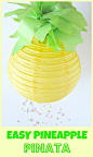 Easy Pineapple Pinata. Pull string pinata for a pineapple party! - Val Event Gal