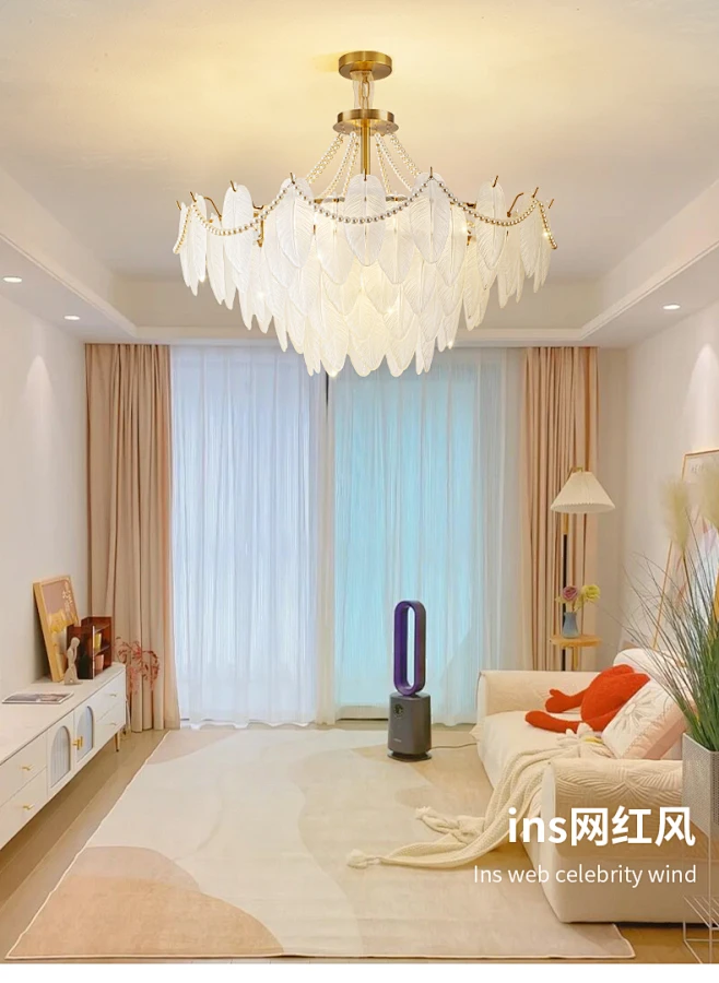 法式轻奢客厅主灯具现代简约大气新款珍珠卧室奶油风网红水晶吊灯-淘宝网-花瓣网