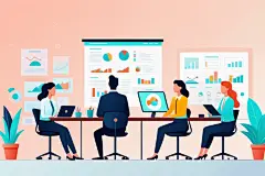 科技金融扁平风商务办公场景插画