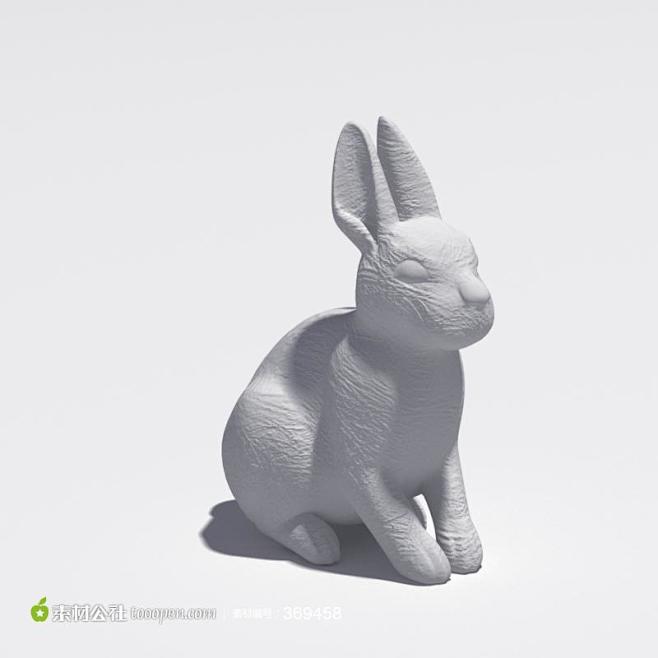 可爱的白色兔子石膏工艺品模型下载