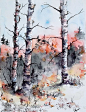 Watercolor Original Painting Maine Landscape by pinetreeart