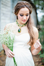 Wedding dress separates with emerald necklace | Izzy Hudgins Photography + Ivory and Beau | see more on: http://burnettsboards.com/2014/07/12-ways-accessorize-wedding-dress/