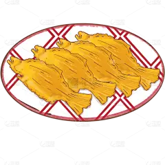手绘-越南美食元素贴纸-烤罗非鱼