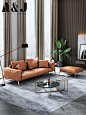 现代轻奢沙发进口真皮北欧风客厅组合意式简约小户型家用羽绒沙发-淘宝网