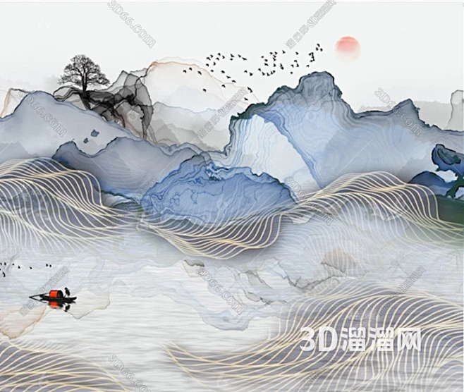 新中式风景画贴图-花瓣网