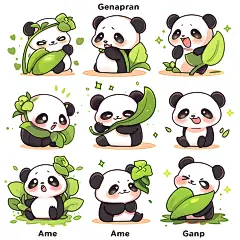 可爱熊猫表情包素材图AI图
