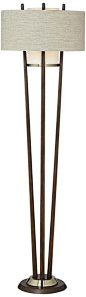 Nova Veld Pecan and Weathered Brass Floor Lamp | <a href="http://LampsPlus.com" rel="nofollow" target="_blank">LampsPlus.com</a>