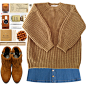 A fashion look from February 2016 featuring wool shirt, blue skirt and suede shoes. Browse and shop related looks.