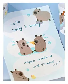 信的恋人 和纸胶带《卡皮巴拉乐园》可爱水豚拼贴手帐DIY素材 (8)