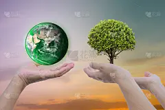 我爱自然世界。绿色能源。
