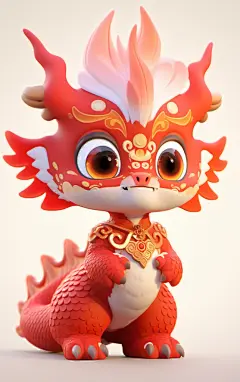 3d卡通龙宝宝素材图AI图龙年素材图