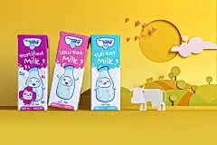 Milk And Friends / Pegah Flavored Milks 牛奶 饮料 卡通 插画 剪纸 艺术 包装 设计 创意 有趣 水果饮料 果汁