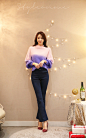 粉紫接色柔软收袖口针织毛衣 : Romantic & Trendy Looks, Styleonme