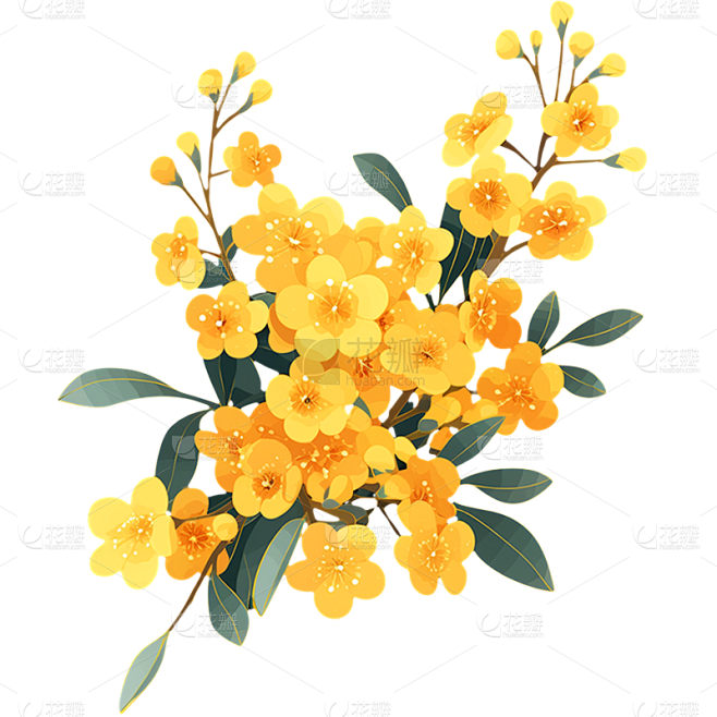 中秋节插画桂花元素贴纸