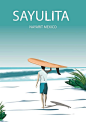 Mexico Surfing  travel poster wall art