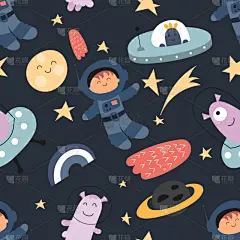四方连续纹样,太空,可爱的,太空船,贺卡,纺织品,壁纸,不明飞行物,火箭,儿童