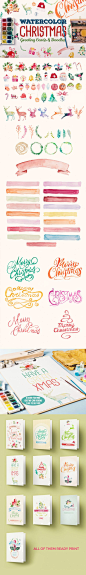 Watercolor Christmas Greeting Cards 